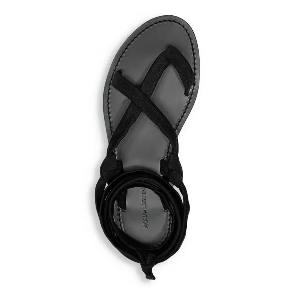 AQUA LIA Black Wrap Gladiator Sandals Thong‎ Toe Women size 6